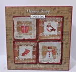 Oneida Winter Song 8" Salad Dessert Plate Set 4 Piece Anne Dolan Holiday Icons. Fixed Price $24.99.