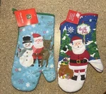 Oven Mitts Christmas Snowman Lot Of 2 Santa Reindeer Kitchen Decor New. Fixed Price $5.94.