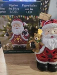 Led Color-changing Santa Figurine W/ Teddy Bear Resin Battery Operated Christmas. Fixed Price $24.50.