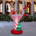 Holiday Living 7FT Led Lighted Reindeer W/ Cocktail Drink Airblown Inflatable. Fixed Price $227.99.