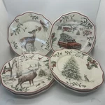 6 New Better Homes Winter Forest Heritage Deer Tree Red Truck Salad Plate 8 3/4. Fixed Price $55.96.