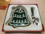 Fitz Floyd Santa's Kitchen Bell Shaped Snack Plate With Candy Cane Spreader. Fixed Price $6.99.