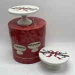 New Martha Stewart Holiday Garden Collection Set Of 2 Mini Cake Stands White/red. Fixed Price $25.00.