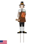 Glitzhome Thanksgiving Yard Stakes Metal Pilgrim Boy Signs Hanging Wall Dec. Fixed Price $58.99.