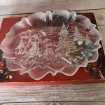 Mikasa Christmas Story Frosted Crystal Oval Divided Relish Tray Platter 17 1/4". Fixed Price $19.99.