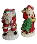 2 Victorian Design Hand Painted Ceramic 8" High Santas Very Good Condition. Fixed Price $6.99.