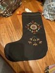 Ikea Vinterfint Christmas Stocking, 15 " Black/floral Embroidery Pattern. Fixed Price $24.00.