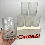 Vtg Set Of 6 Crate & Barrel Etched Snowflake Tumbler Drinking Glasses Usa. Fixed Price $39.95.