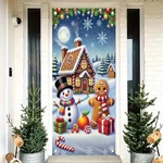 Merry Christmas Door Banner 35X71 Inch Snowman And Gingerbread House Front Do.... Fixed Price $20.95.