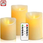 Led Flameless Candles Wax Pillar Battery Operated Remote Control Timer. Fixed Price $24.98.