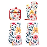 4 Pcs Wild Floral Kitchen Oven Mitts Pot Holders Sets Microfiber Towels. Fixed Price $29.26.