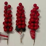 Ashland Christmas Red Holly Berry Picks Tree Craft Floral Lot Of 3 Free Ship. Fixed Price $11.95.