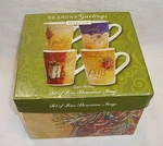 Nib, "oneida Seasons Greetings Set Of 4 Stoneware 10OZ Mugs", Silent Night....... Fixed Price $19.99.