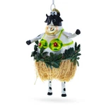Cow Grass Skirt And Floral Bikini Blown Glass Ornament. Fixed Price $22.64.