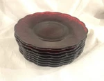 8 Red Glass Plates Princess House Holiday Dishes Dinnerware Fantasia Valentines. Fixed Price $118.00.