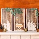 Set Of 3 Christmas Wooden Nativity Scene Wall Decor Farmhouse Religious Chris.... Fixed Price $26.84.