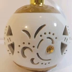 Lightscapes Ceramic Christmas Ball Ornament White Gold Cutworks Design Up. Fixed Price $31.32.