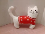Target Wondershop White Cat Pillow Plush 13" Red Christmas Sweater Snowflakes. Fixed Price $18.00.