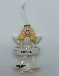 Rudolph And Personalized Jenna Angel Banner Blonde Girl Christmas Ornament. Fixed Price $13.78.