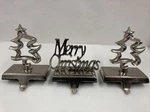 Stocking Hanger Set Of 3 Merry Christmas And 2 Trees Heavy Duty Hooks. Fixed Price $35.99.