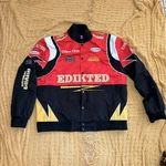 Edikted National Guard Racing Jacket Size Medium Red Black Rally Bomber Coat. Fixed Price $29.99.
