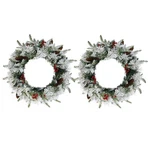 2 Pack 18IN Pre-lit Snow Flocked Christmas Wreath Lighted Artificial Xmas. Fixed Price $97.52.