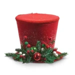 Raz 10.5" Red Snowman Top Hat W/ Green Berries Christmas Figure Riser. Fixed Price $27.99.