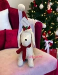 Plush Freestanding Weighted Dog Christmas White Santa Hat Home Decor Pillow. Fixed Price $30.00.