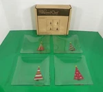 Set Of 4 Pampered Chef Glass Christmas Tree Appetizer Plates Holiday #2808. Fixed Price $19.95.