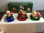 Cwo Set 3 Clay Christmas Ornaments Santa Snowman Reindeer Red Blue Green Plastic. Fixed Price $12.95.