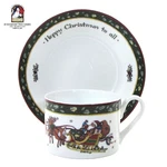 International China Christmas Story 6OZ Cup & Saucer Set Santa Sleigh Reindeer. Fixed Price $8.95.