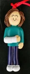 Personalized Female Brown Hair Broken Cast Arm Christmas Tree Ornament. Fixed Price $14.95.