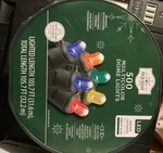 500-COUNT Holiday Time Multicolor Dome Led Christmas Lights, 105.75 Ft. Fixed Price $59.95.