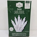 Holiday Time - 300 Led Cool White Mini Lights Wire 59 Ft Long. Fixed Price $12.95.
