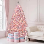 Yitahome 7.5' Prelit Pink Flocked Spruce Artificial Christmas Tree 550 Lights. Fixed Price $139.00.