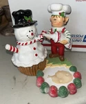 Yankee Candle Pastry Elf & Snowman Cupcake Tealight Holder/excellent Condition. Fixed Price $10.00.