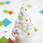 8" Vintage White Lighted Tree Table Top Christmas New Raz Imports 3920085. Fixed Price $34.95.