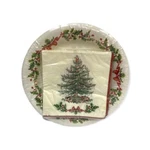 Spode Garland Tree Christmas Set Of 8 Dessert Plates 20 Beverage Napkin. Fixed Price $12.00.