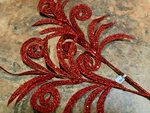 Pier Imports Christmas 22" Red Glitter Spray Scroll Pick Ornament (1) Nwt. Fixed Price $19.99.