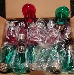 24 Pk Red Green S14 Christmas Light Bulbs Watt Plastic Shatterproof Visterlite. Fixed Price $24.00.