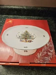 Nikko Christmas Tree Pedestal Cake Plate Stand 10 3/4 Made In Japan. Fixed Price $16.00.