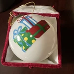 Main Hand Painted Glass Ornament Christmas Scene Velvet Box. Fixed Price $12.73.