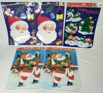 Five Brand New Vintage Christmas Holiday Static Cling Window Decorations Santa. Fixed Price $13.93.