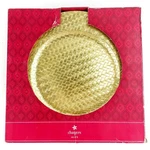Gold Charger Plate Set 4 Plastic Basket Weave Chevron Nib Holiday Christmas 13". Fixed Price $16.99.