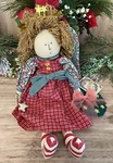Russ Berrie Fabric Angel Doll Wreath Stars Red Plaid Christmas Holiday Decor 14. Fixed Price $16.99.