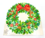 Vintage Hallmark Traditional Green Christmas Wreath Paper Wall Door Decoration. Fixed Price $8.90.