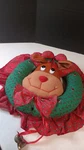 Reindeer Hanging WREATH-13 1/2" Round Lights & Christmas Songs/ Motion Sensor. Fixed Price $29.99.