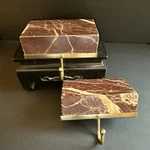 Set 2 Marble Stocking Holders Mcgee Co Threshold Brown Brass Hooks. Fixed Price $28.00.