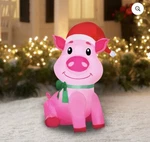 Airblown Inflatables 3.5 Foot Christmas Pig Santa Hat Decoration Holiday Time. Fixed Price $35.00.