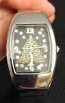 Accutime Ladies Singapore Silver Spring Hinge Band Christmas Tree Stars. Fixed Price $29.99.